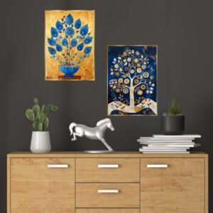 Set of Two Wall Paintings for Wall Dacoration Golden Framed Wall Paintings for Living Room & Bedroom Wall Art for Home Decoration & Office Wall DΓ©cor (14x11 inch CH-GD2-10)